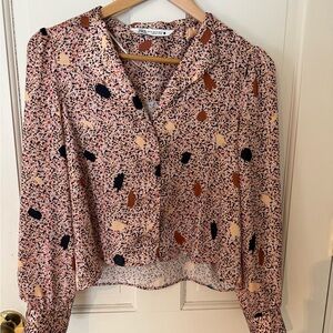 Zara Burtton Down Silky Pattern Blouse